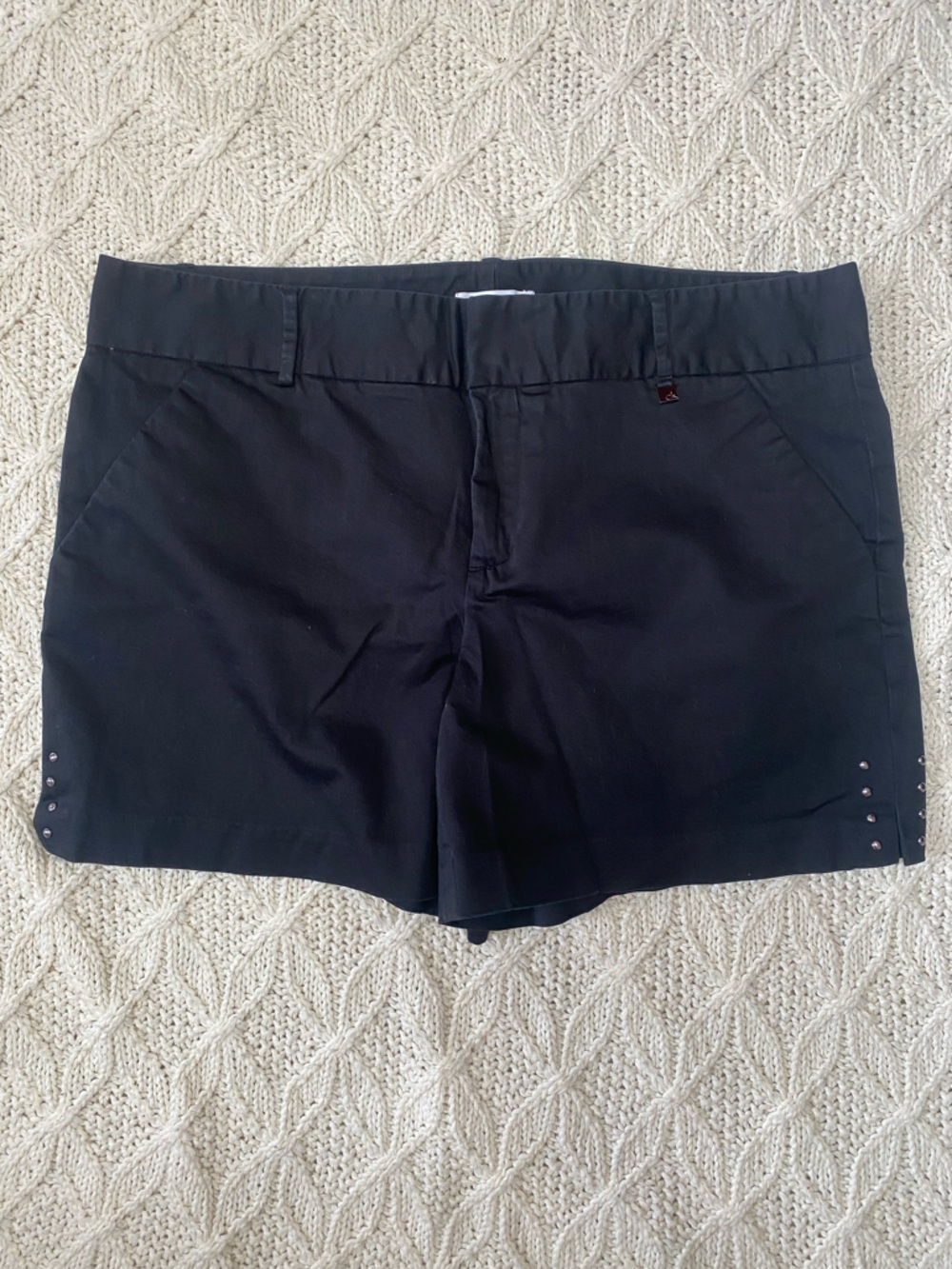 Calvin Klein Black Trouser Shorts with Studded Detail Size 12